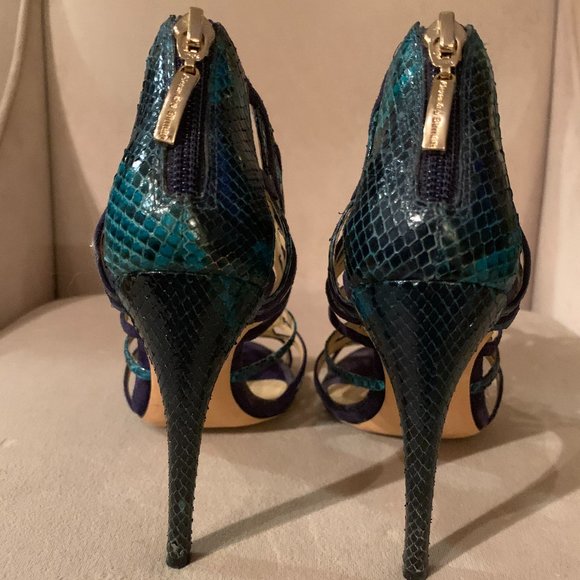 Alexandre Birman Suede & Python Cage Sandals - Picture 3 of 7